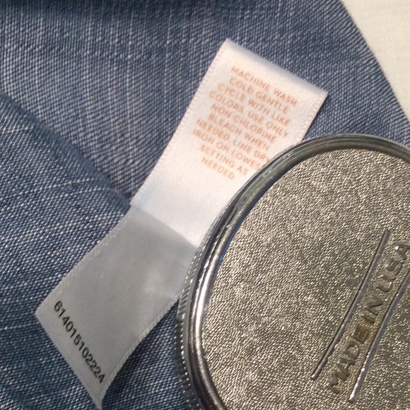 Lauren Conrad Indigo Medium Lightweight Denim Square Neck Blouse - Picture 4 of 5